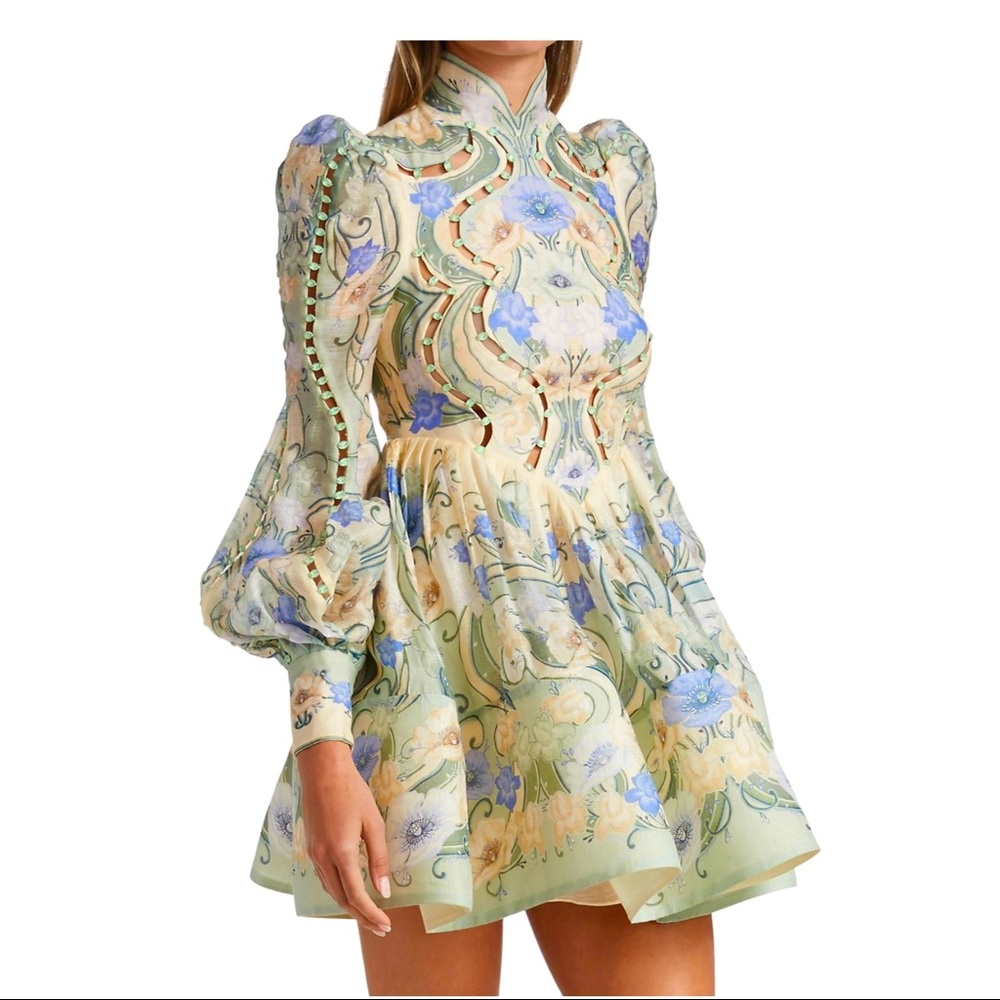 Zimmermann Rhythm Poppy Silk-Blend Mini Dress AUS 2, US 6